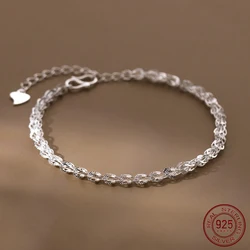 La Monada 15+4cm Bracelet For Women Silver 925 Sterling 925 Silver Simple Trendy Women's Bracelet Girls Student