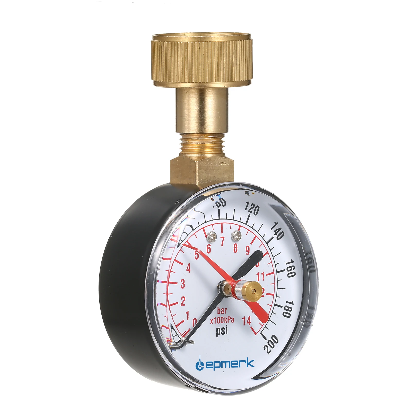 Lepmerk 2- 1/2'' Pressure Gauge Water Pressure Test Gauge 3/4'' Female Hose Thread 0-200 PSI with Red Pointer