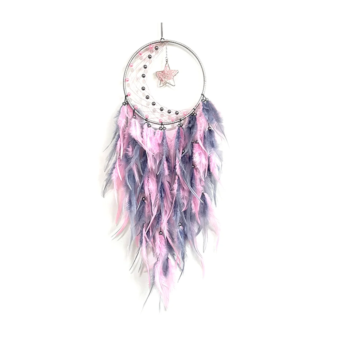 

Dream Catcher for Bedroom, Dream Catcher with Star Pendant, Dream Catcher for Wall Hanging Craft Gifts Pink