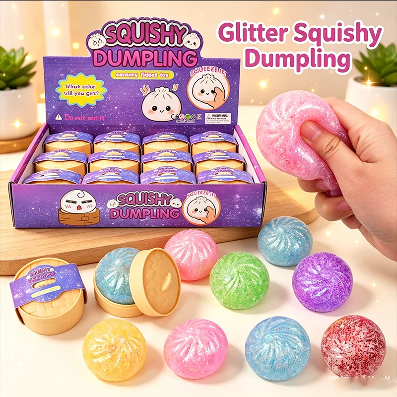 Flash Gold Powder Dumpling Extrusion Toy Decompress  Relieve Anxiety Mini Pressure Ball Colorful Random Blind Box Friend Gift