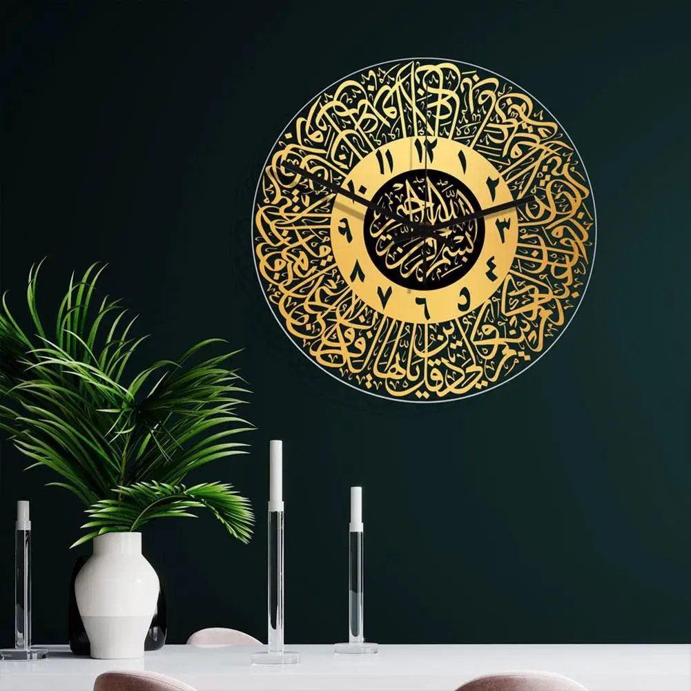 ساعة حائط بأرقام رومانية ، أكريليك مجسم ، دائري ، الشرق الأوسط ، رمضان ، غرفة معيشة ، ديكور منزلي