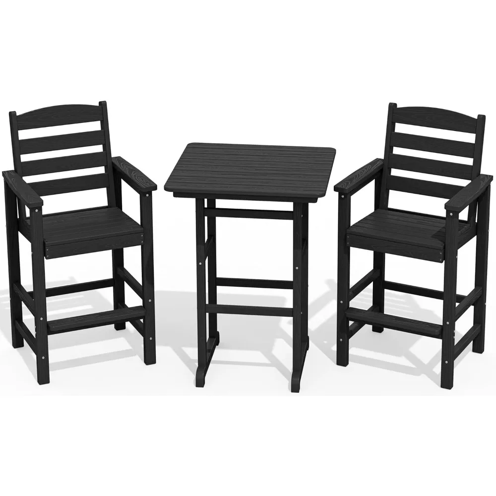 

Balcony Adirondack Chairs and Table 3 Pieces Set, Oversize Adirondack Bar Height Chairs Set of 2 and Bar Table