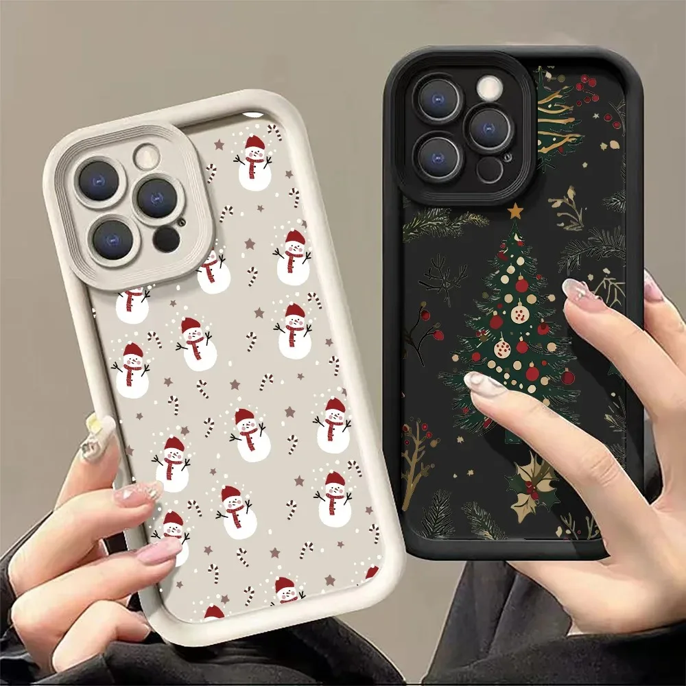 

Phone Case For iPhone 17 16 15 14 Pro Max 13 12 11 XS MAX 16 15 14 Plus 17Air Christmas Tree Snowman Graphic Soft Silicone Cover
