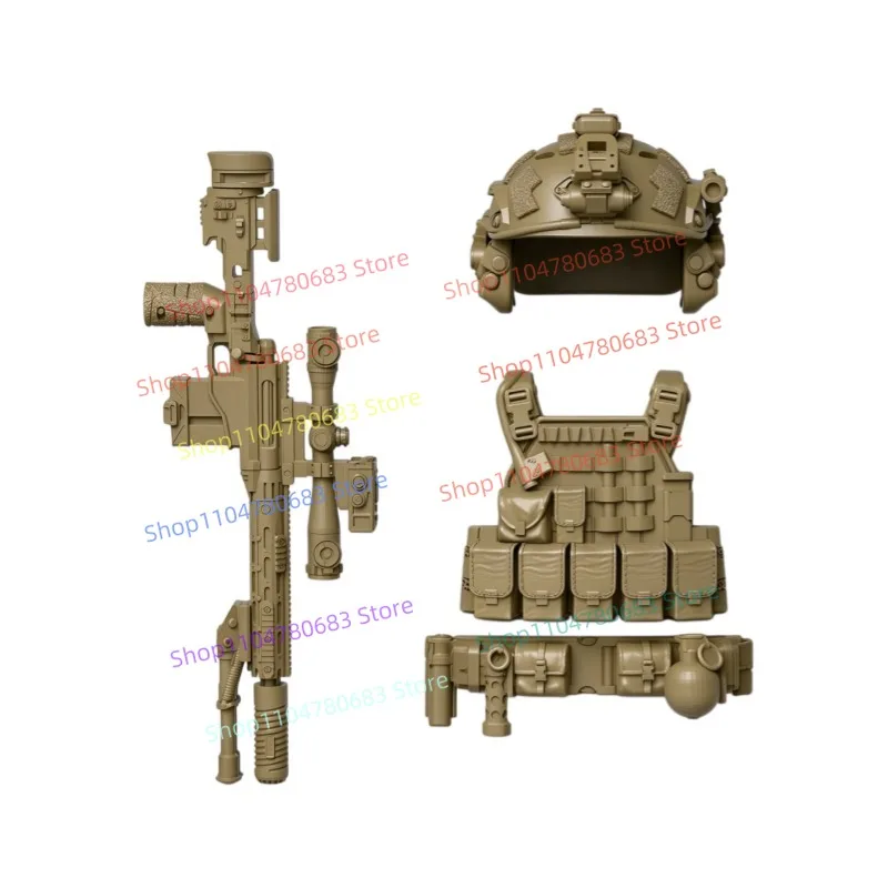 5CM Figure, Rifle & Tactical Armor Accessories, Assembly Model Ornament, Anime Cartoon Toy, Holiday Gift, Collectible
