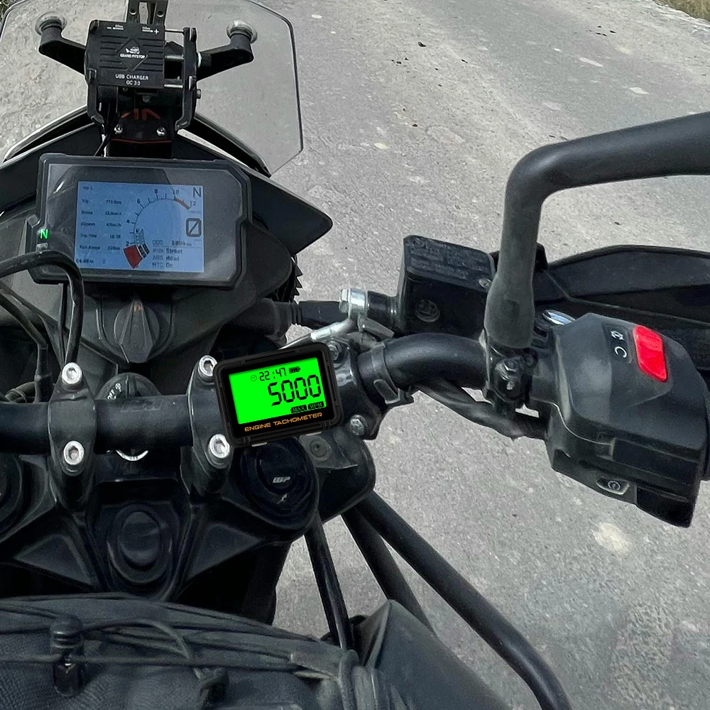 Tachometr cyfrowy 2 w 1 z wyświetlaczem zegara obrotomierz indukcyjny wskaźnik silnika LCD SVC Alert RPM do piły łańcuchowej motocykla