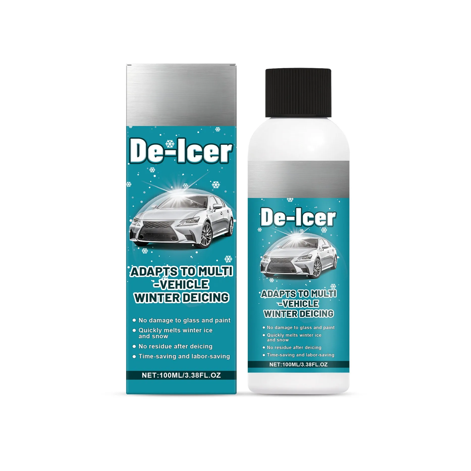 100ml Windshield Deicing Spray for Automobiles Quick Ice Snow Removal from For Glass Mirrors Safe for Painted Bodies