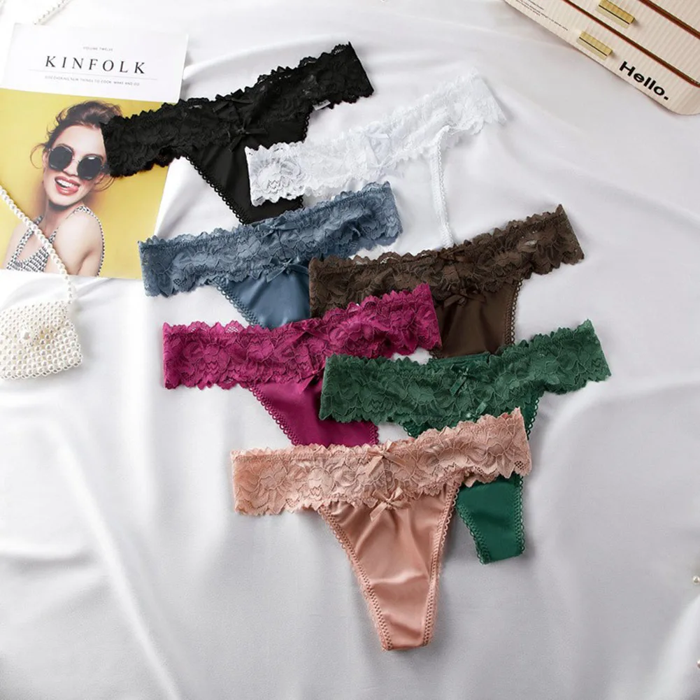 

Womens Sexy Lingerie Lace Panties Low Waist Briefs G-strings Thong Ultra-Thin Underwear Breathable Underpants Quick Dry Knickers