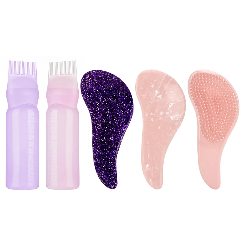 Hair Dye Applicator Brush Bottles Anti Static Massage Hair Brush Massage Combs Silicone Head Wash Brush Salon Hair Styling Tools