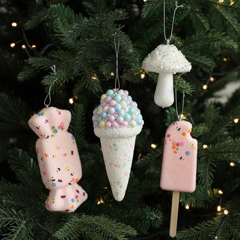 2024 Creative Christmas Hanging Cute Ice Cream Pendant Navidad 2025 Christmas Decor Xmas Tree Decor New Year Gift Toys