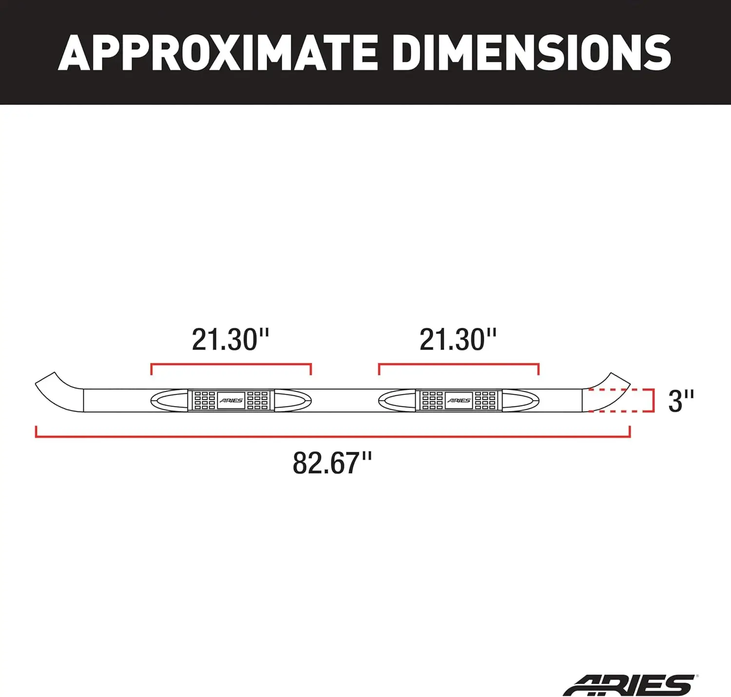 203006 قضبان Nerf مستديرة من الفولاذ الأسود مقاس 3 بوصات، بدون مثقاب، تناسب Select Ford Excursion، F-250، F-350 Super Duty