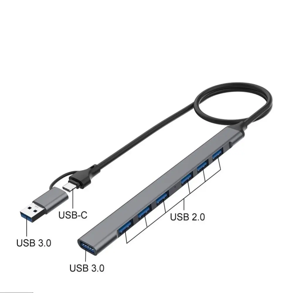 Docking Station USB 3.0 Type-c 4 porte Docking Station Usb-c in PVC Hub per Computer adattatore Multi Splitter in lega di alluminio grigio