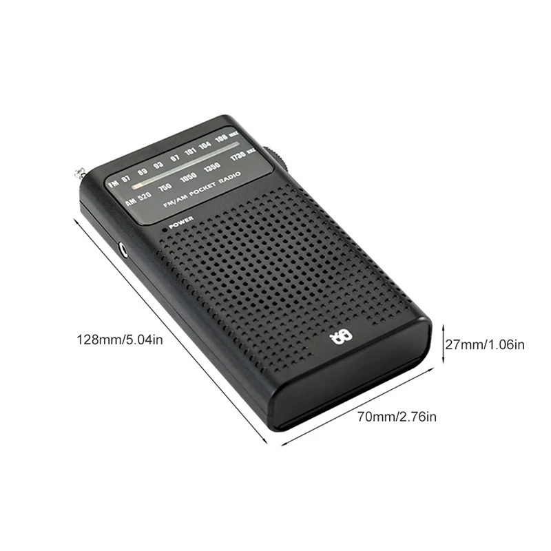 Radio de banda completa, canal completo, FM/AM, puntero portátil de bolsillo, tipo escucha, Radio analógica HIFI de 3,5mm alimentada por batería