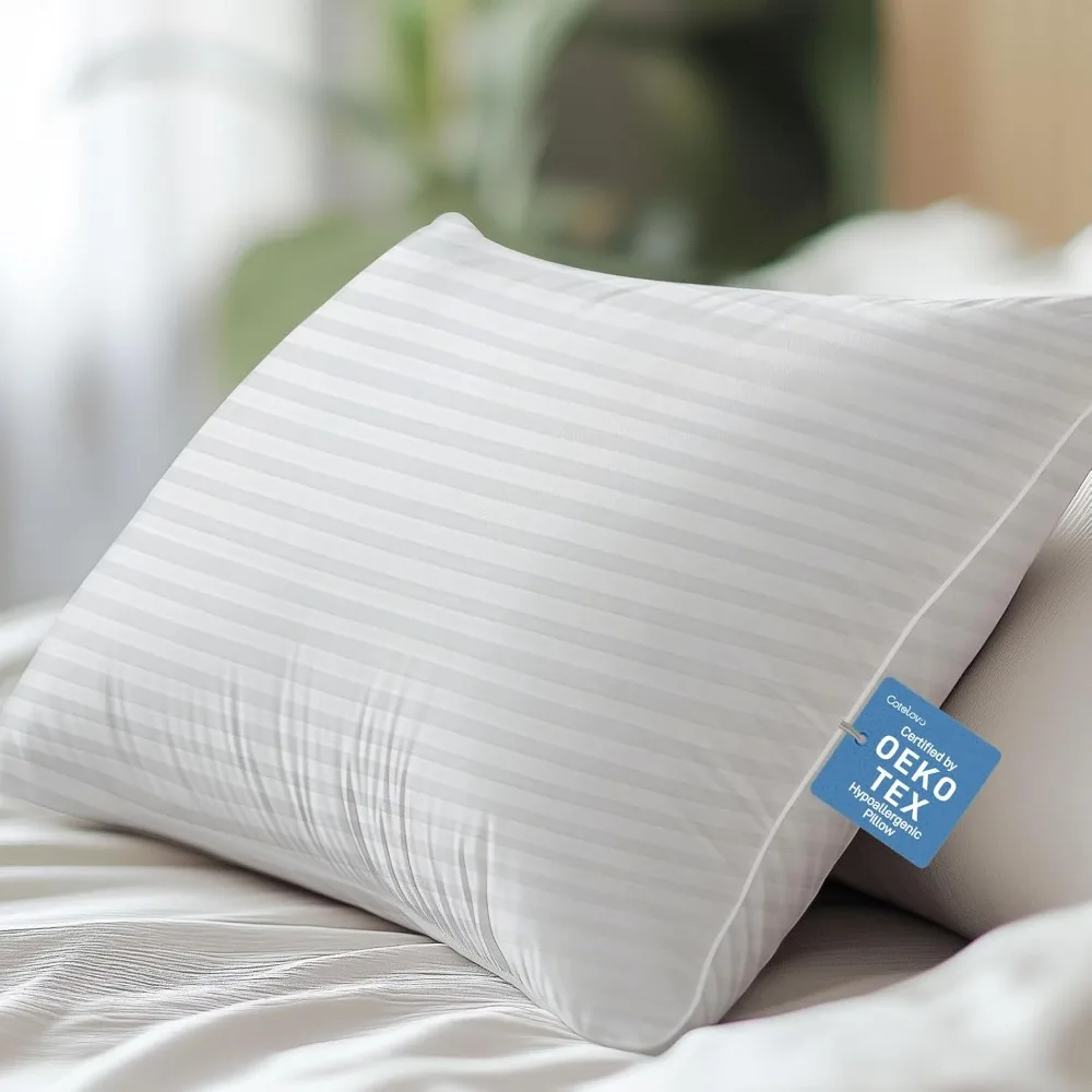 

Hypoallergenic Soft Standard/Queen Size Pillow, Down Alternative Filling with Cotton Shell Hotel Quality Pillow