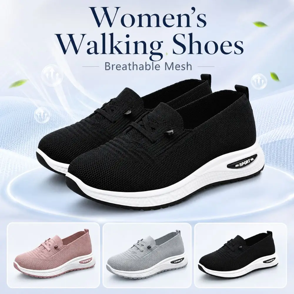 Breathable Women's Walking Shoes Lightweight Comfort Casual Sneakers Mesh Holes Non-slip Slip on Sneakers Travel Outdoor Home