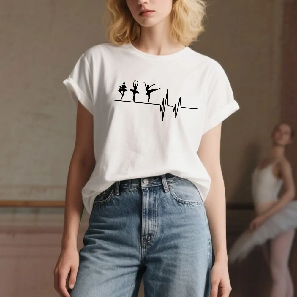 Koszulka damska z nadrukiem baletnicy z 2025 roku, wysokiej jakości, estetyczna koszulka graficzna, damski T-shirt, codzienne ubrania damskie, modne koszulki — zdjęcie 7