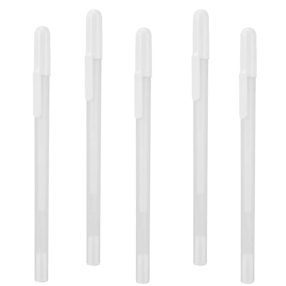 

5pcs White Gel Pens 0.8Mm Fine Tip Waterproof Fast Drying For Black Paper Drawing Scrapbooking Cards Art Sketching Fine Point