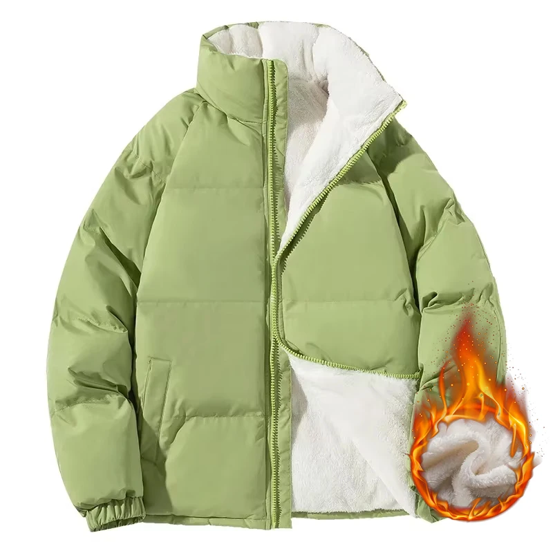 Parka Sherpa épaisse et chaude pour homme, Style Couple, ample, col montant, bouffante en polaire, coupe-vent, mode, manteaux quotidiens d'extérieur, hiver