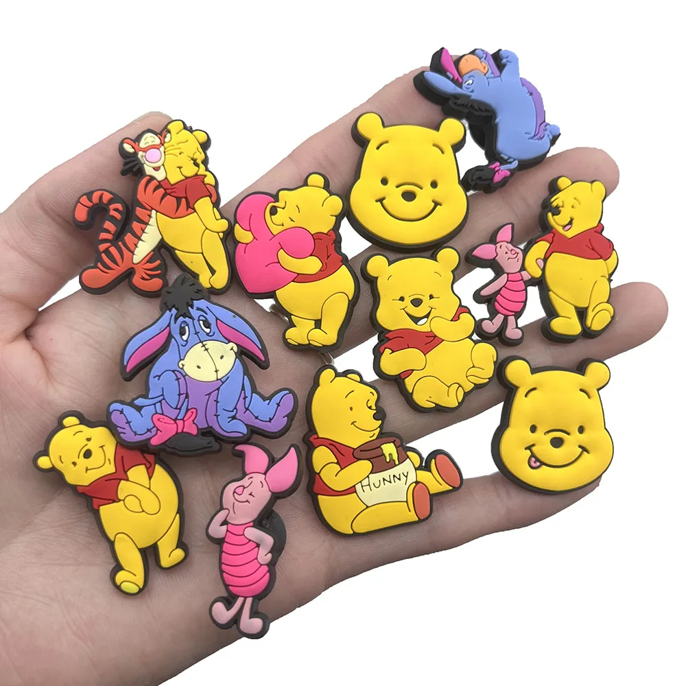 MINISO Disney Winnie Pooh Shoe Charms Cartoon Shoes Decoration Accessories DIY Classic Clog Sandal Buckle Kids Gifts