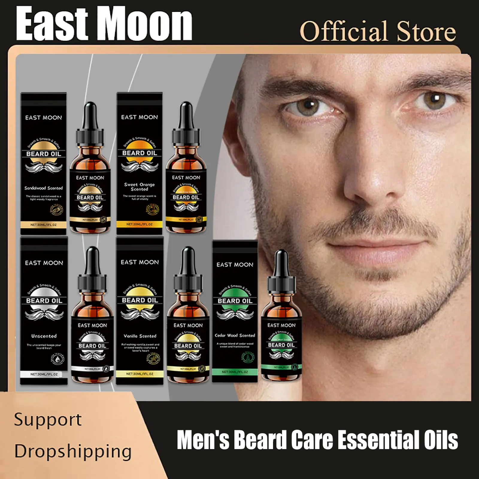 

East Moon Argan Oil Men Beard Care Essential Oils Deep Moisturizing Keep Smooth Improves Frizz Charm Grooming Beard Growth Serum