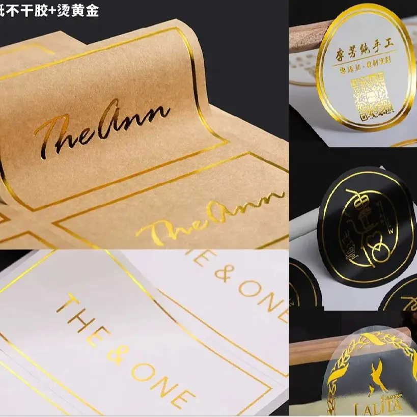 Customized circular and square shapes with kraft paper and gold stickers