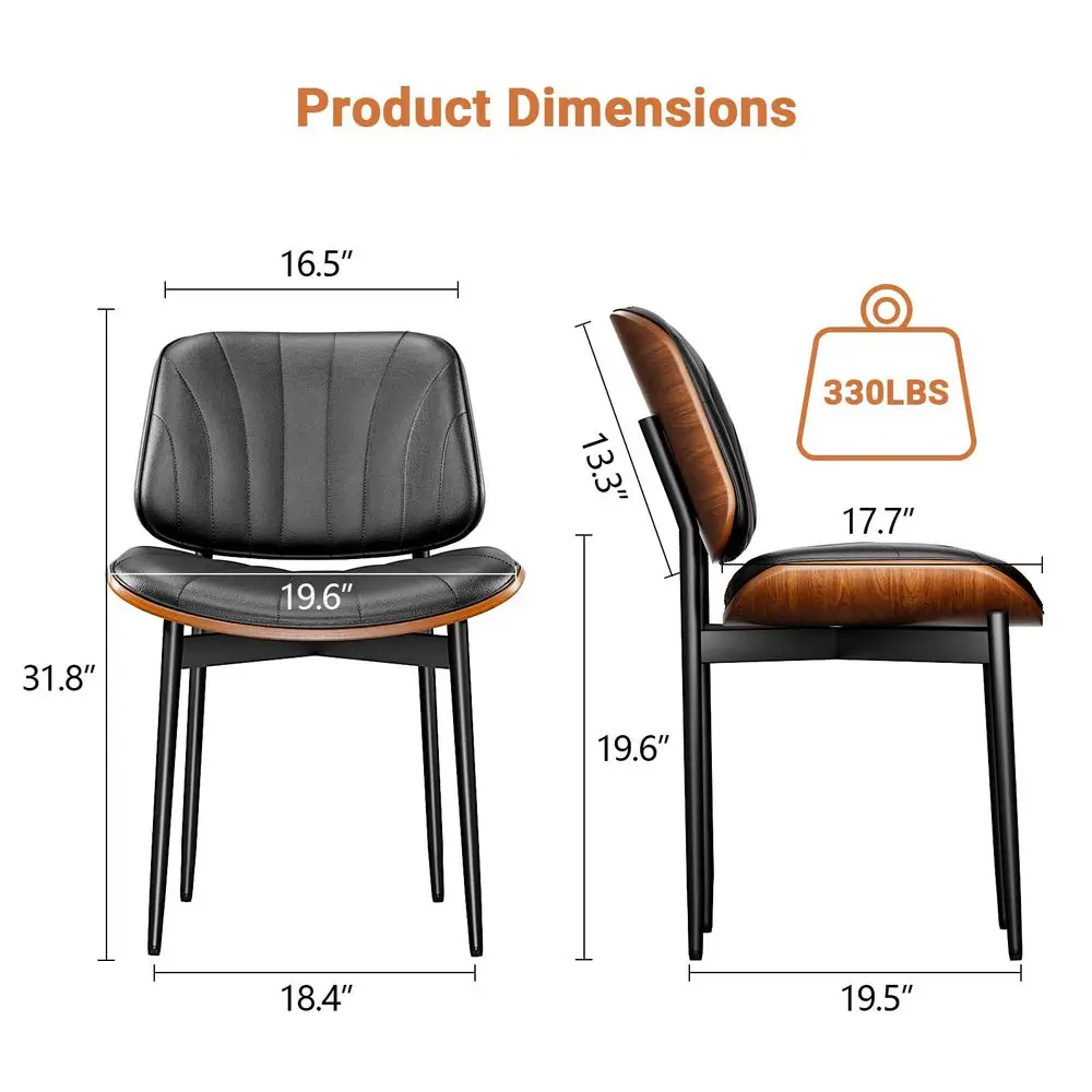 

Chairs Set of 2, Dining Room and Kitchen Chairs, FSC Certified Mid Century Modern Accent Chair, Upholstered PU Leather Chairs f