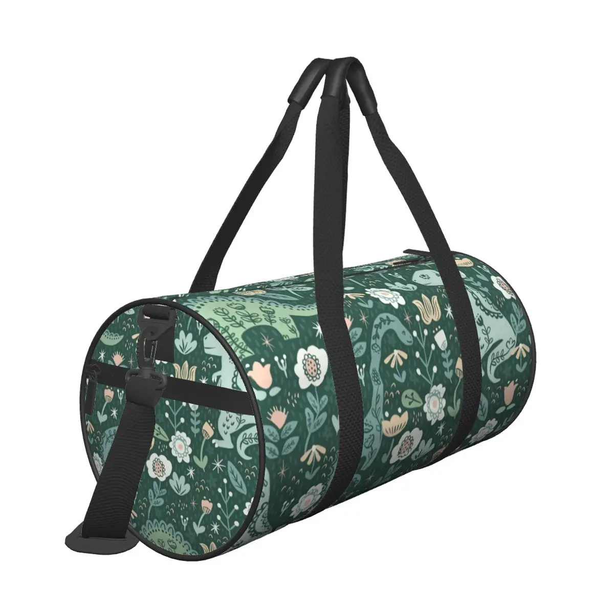 Bolsa de viaje de dinosaurio Floral folclórico, bolsa de gimnasio, bolsas deportivas Oxford de dibujos animados de animales, bolso de Yoga de gran capacidad, bolsa de Fitness para pareja