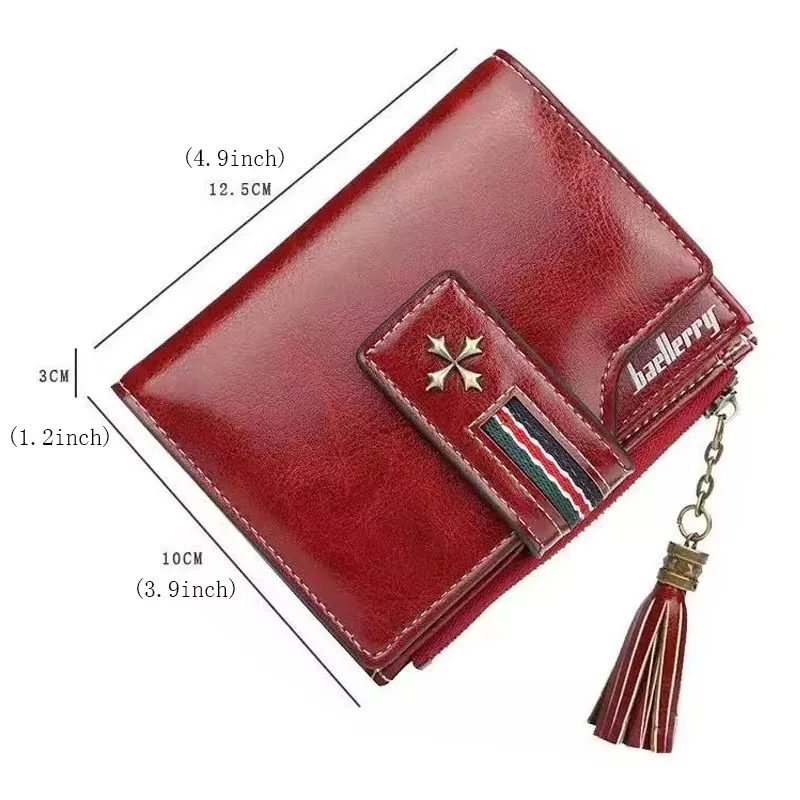 

Fashion Oil Wax Leather Wallet Women Stylish Small Zipper & Hasp Coin Pocket Purse Woman High Quality Short Credit Card Holder