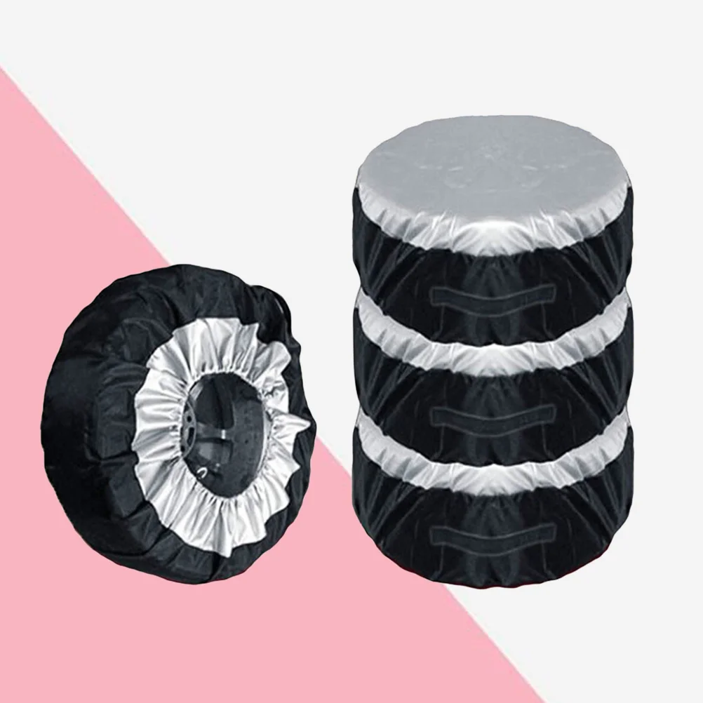 4 Uds. Cubiertas de neumáticos de repuesto de coche de tela Oxford protector solar impermeable protección contra arañazos plegable fácil de instalar para rueda de 65cm