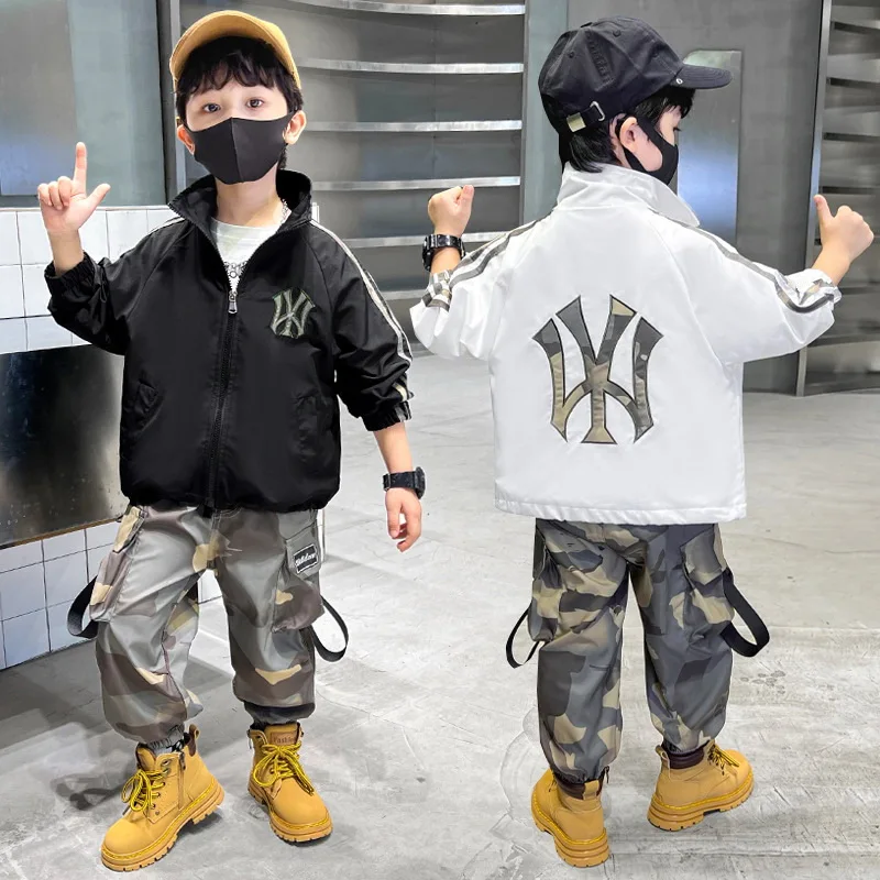 

Children's Sports Suits Spring Autumn Boys Windproof Coat +Camouflage Cargo Pants 2Pcs Sets 2-11Y Kids Tracksuits Baby Boys Suit