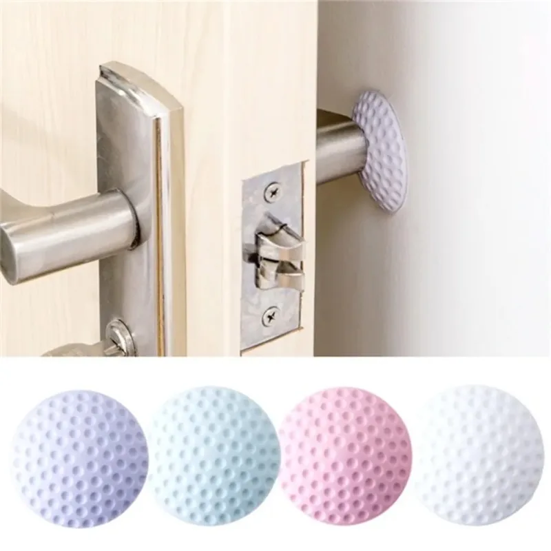 Rubber Round Door Knob Stopper Wall Protector Self Adhesive Bumper for Doors Locks Furniture Noise Reduction Silent Sleep Safe