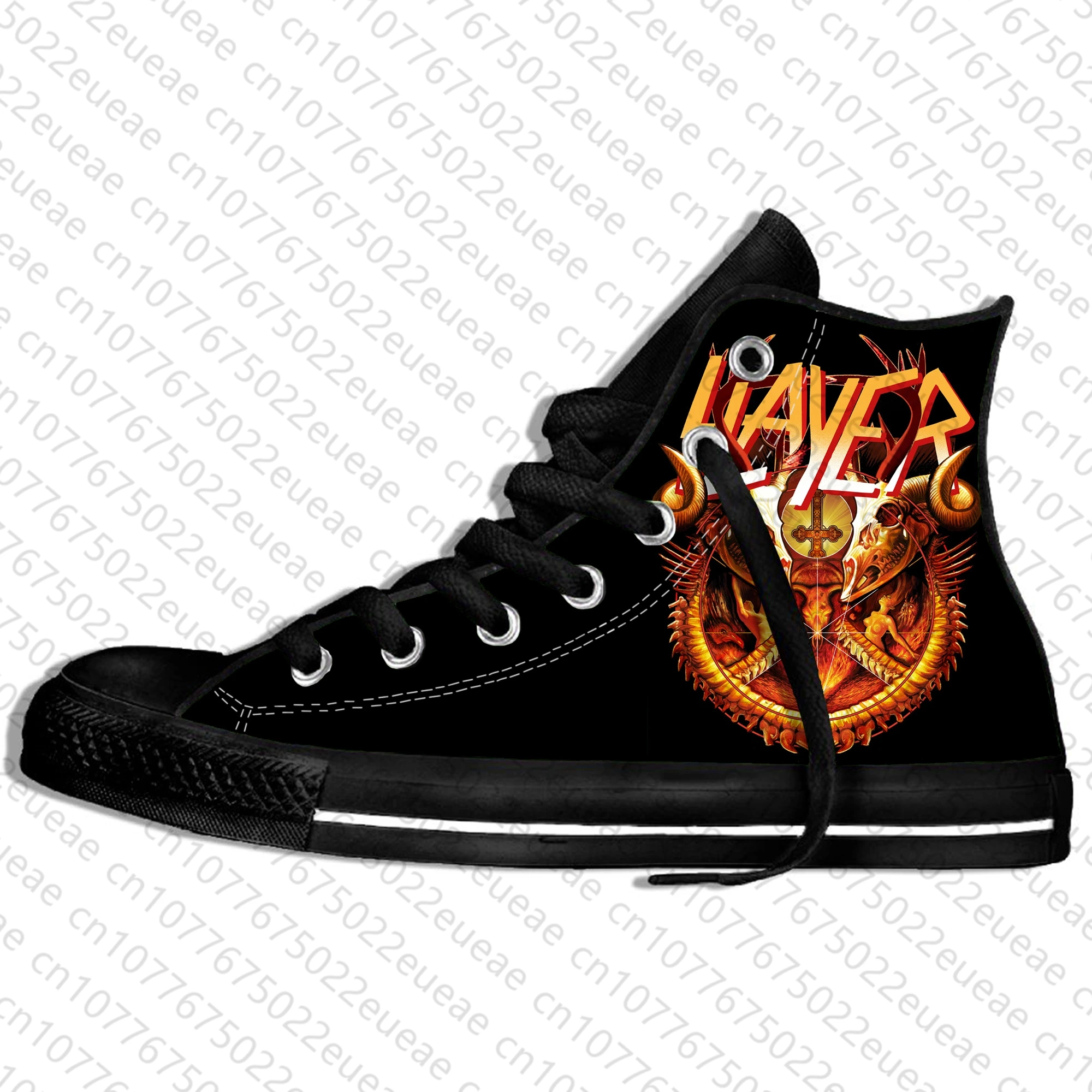 Heavy Metal Rock Band Slayer música moda Horror Casual zapatos de tela alta ligera transpirable 3D estampado hombres mujeres zapatillas