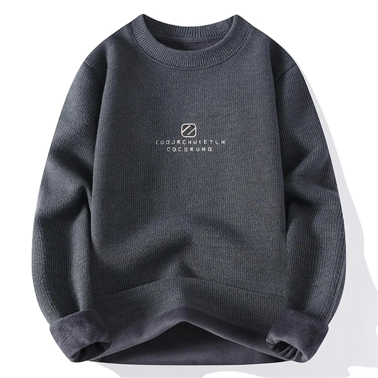 

Men's Fce Lined Thiened Knitted Sweater Autumn Winter Faionable Hoodie round Ne Easy Care Polyester Long Sve Top