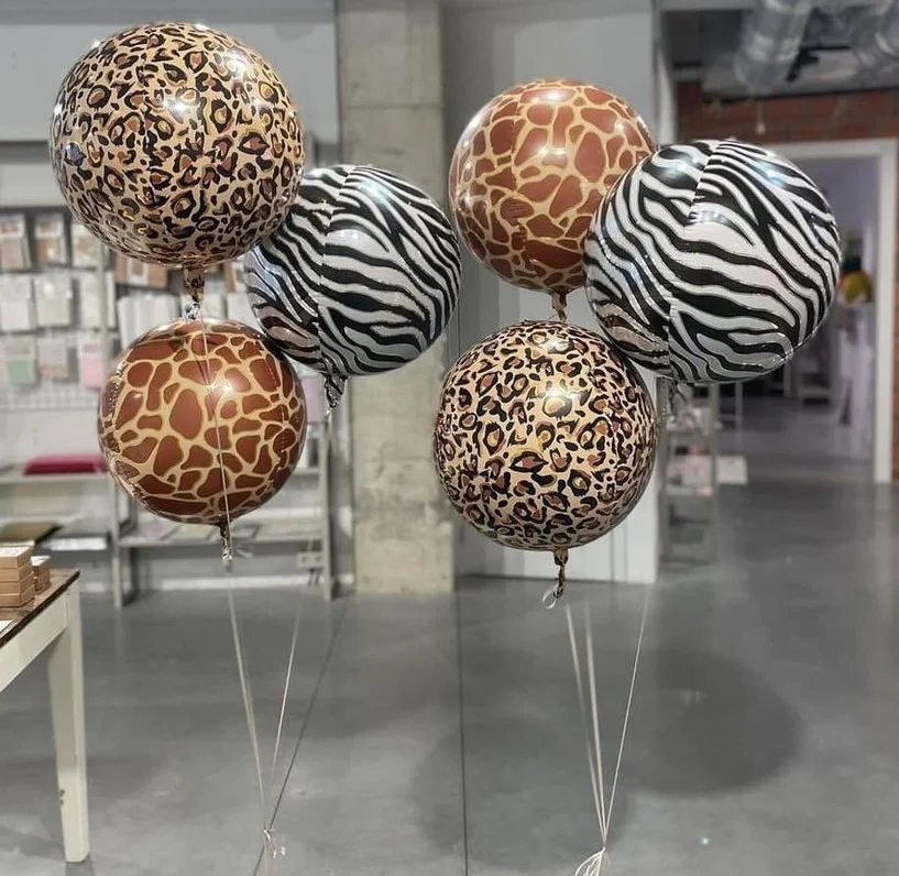 4/10 Stücke 22 Zoll 4D Runde Tier Gedruckt Leopard Zebra Tiger Giraffe Folienballons Dschungel Safari Geburtstag Luftballons Party Decor – Detail 17