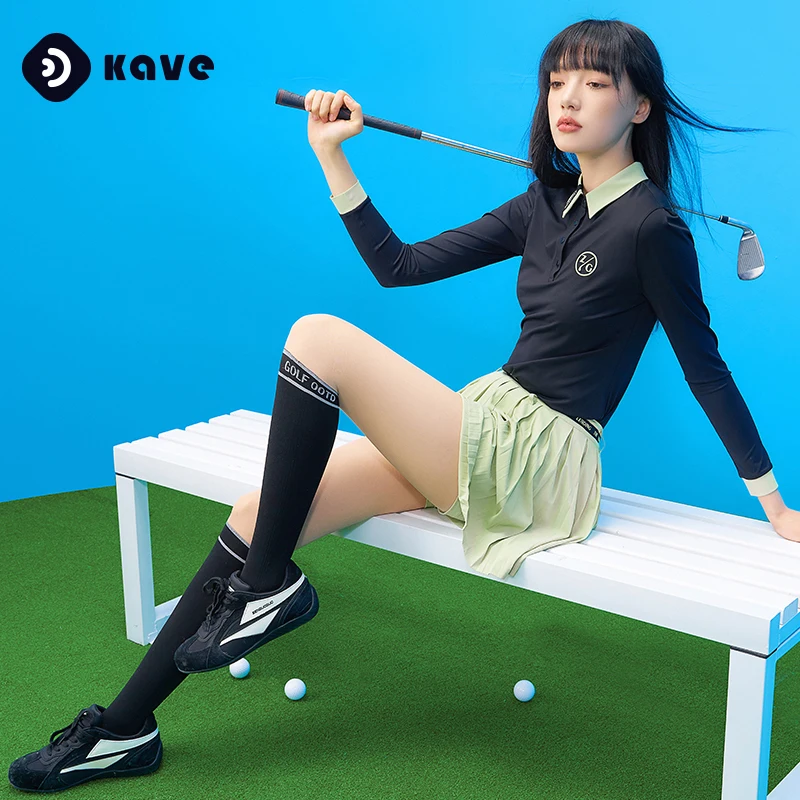 Kave Women Golf Two-Tone Knee-High Stockings Tights UV Protection Outdoor Sweat-proof Pantyhose High-elastic Golf Sports Tights