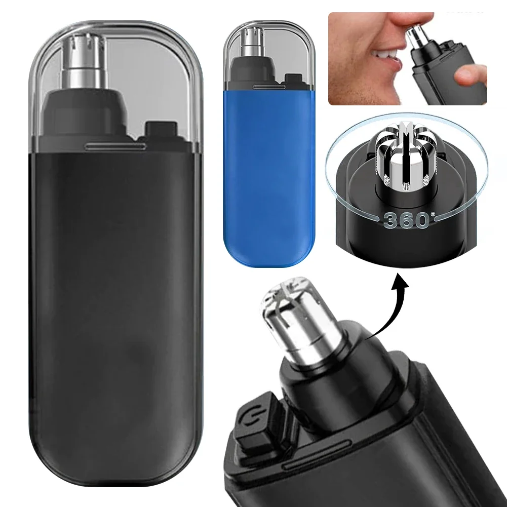 

Электрический безболезненный триммер для волос в носу с двойными лезвиями, профессиональный, портативный, с зарядкой через USB, для ухода за лицом