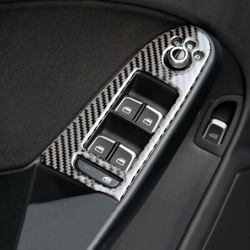 For Audi A4 B8 A5 Carbon Fiber Car Gearshift Air Conditioning Outlet CD button Panel Frame Cover Trim Sticker Auto Accessories