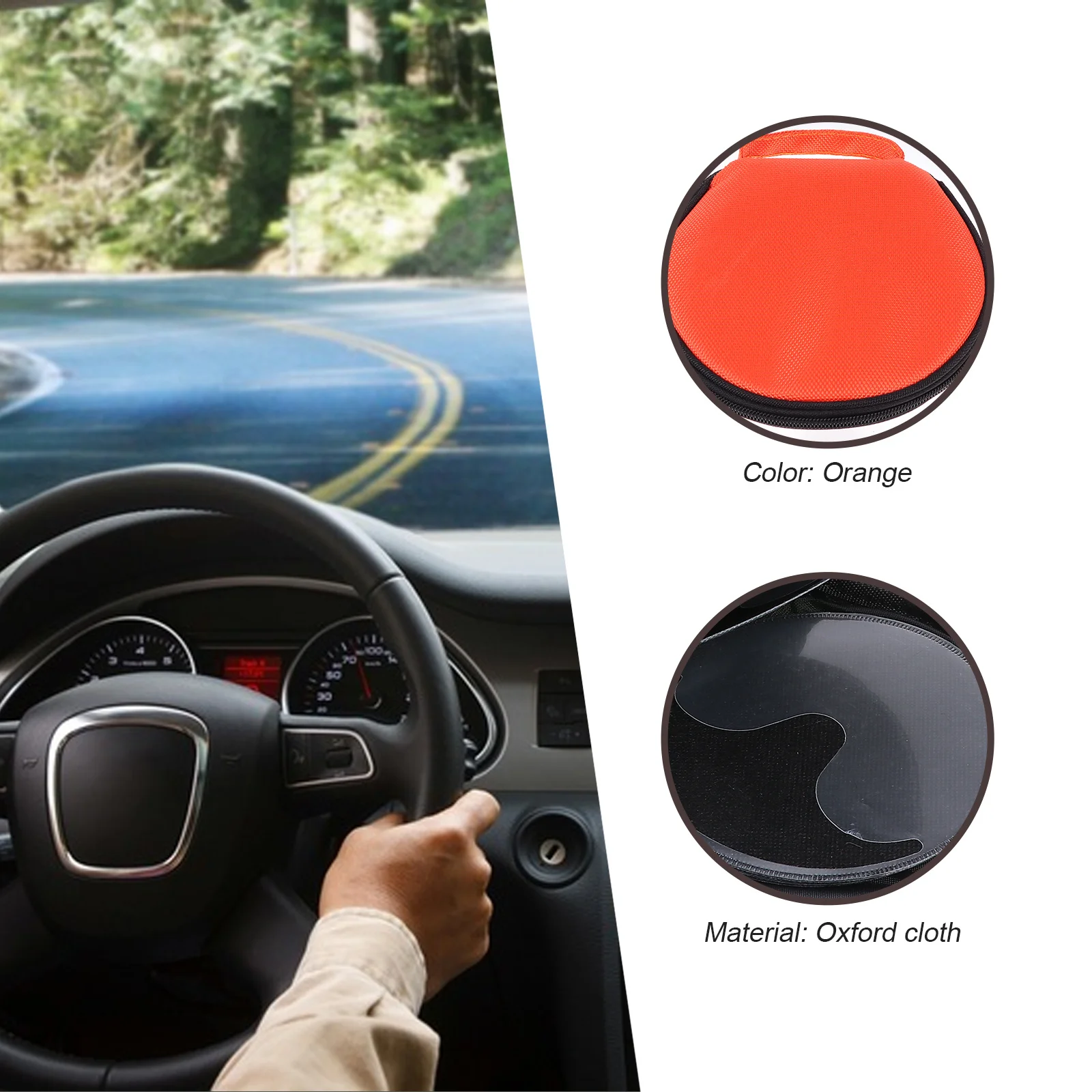 

1pc Large Capacity Cd Storage Case Oxford Cloth Round Dvd Organizer Zipper Closure Portable Disc Holder Pouch For Car Cds Dvd