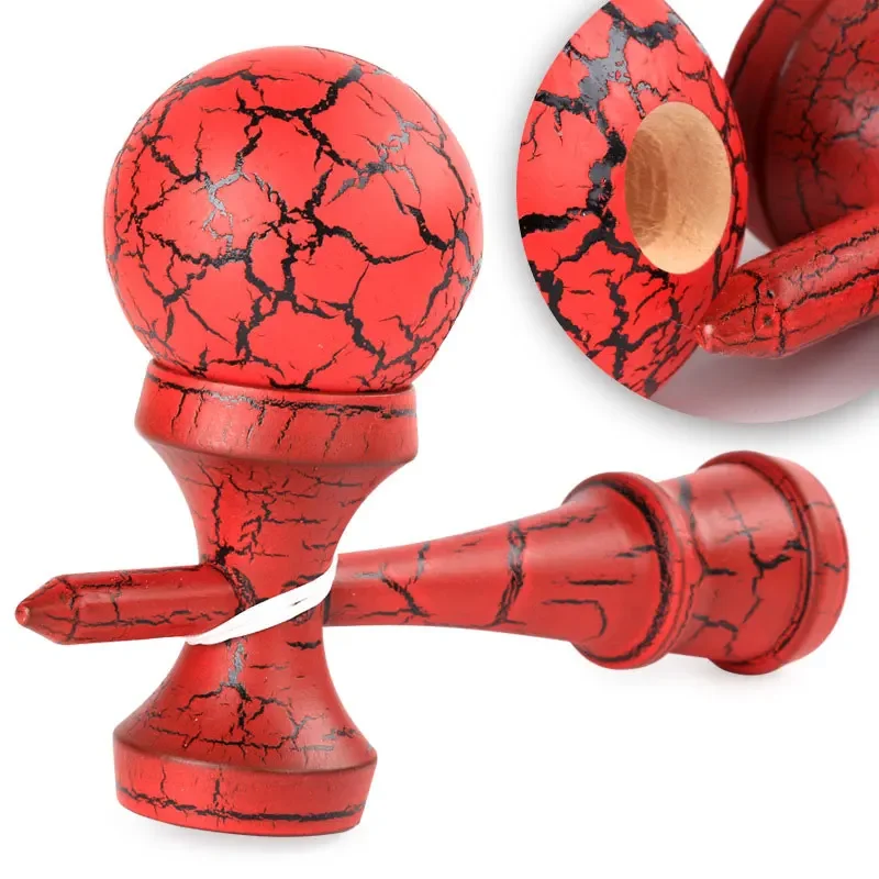 Crack Painted Kendama Toy Outdoor Fitness Balls Train Eye-hand Coordination for Children Adults Outdoor Fun Juggling Sports Ball