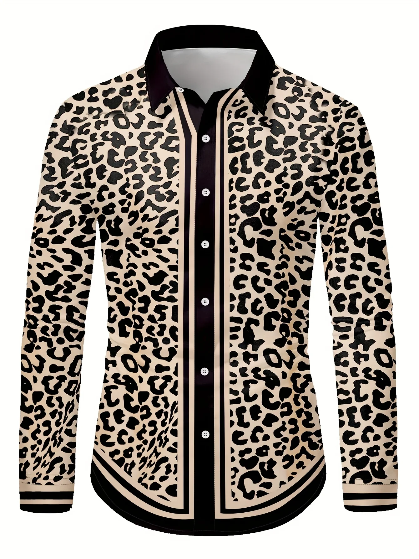 

Осенняя мужская рубашка с длинным рукавом с леопардовым принтом, официальная повседневная модная свободная рубашка, элегантная однобортная рубашка для мужчин
