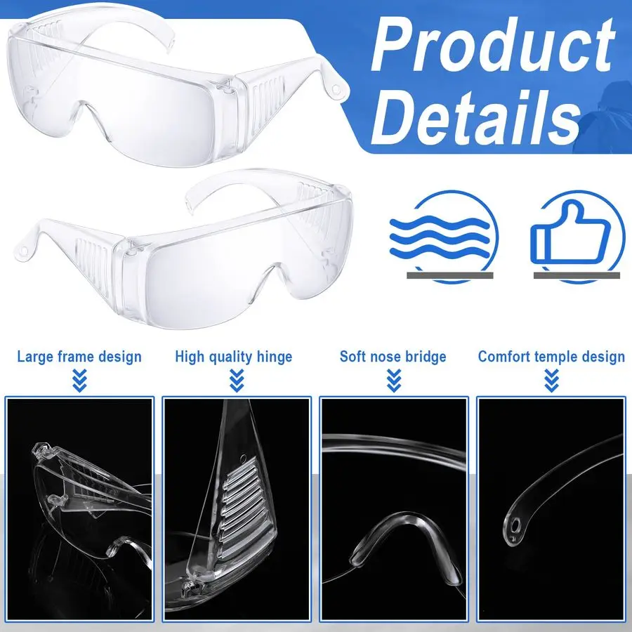 Safety Glasses Bulk Protective Goggles Anti Fog Scratch Resistant Eyewear