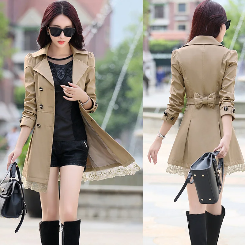 2025 New Fashionable Temperament Autumn Women Short Trench Coat Button Waist Petite Versatile Girl Novel Jacket