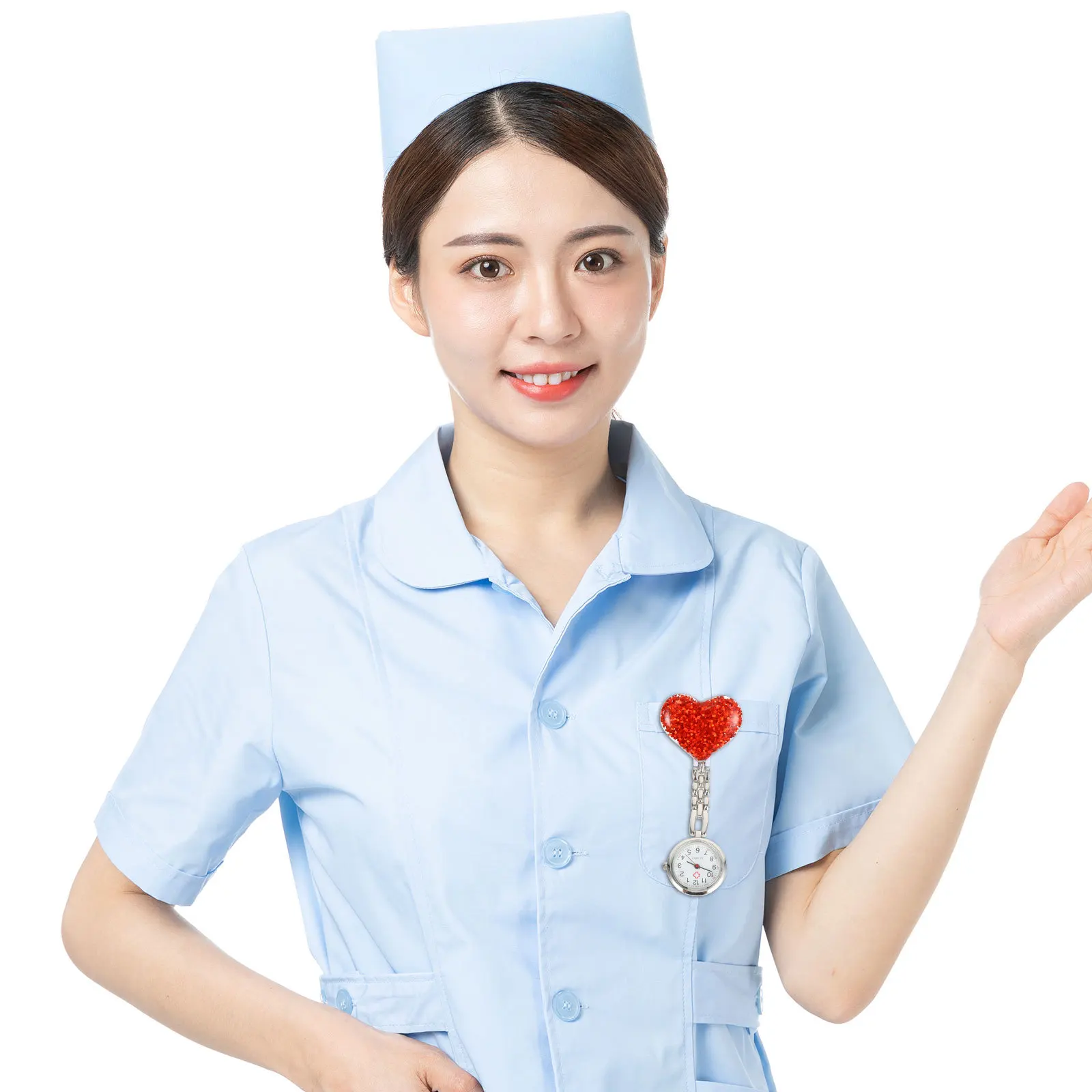 

2Pcs Nurse Hanging Heart Design Zinc Alloy Clip-on Accurate Time Nurse Doctor Portable Pocket Watch