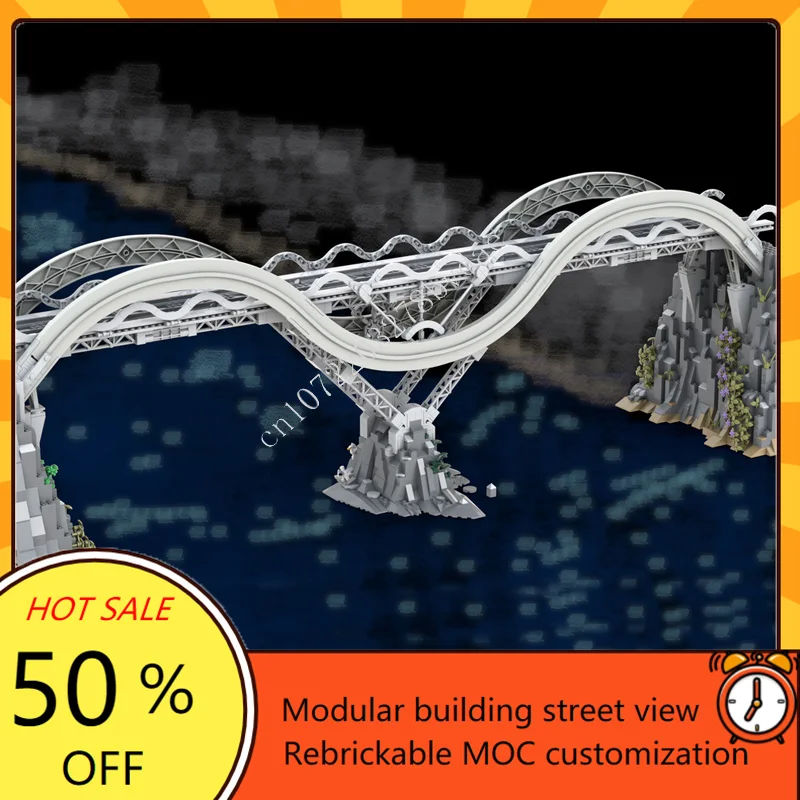 1545PCS 모노레일 트랙 기차 다리 모듈 형 MOC 크리 에이 티브 스트리트 뷰 모델 사용자 정의 퍼즐 DIY 교육 조립 모델 장난감 선물