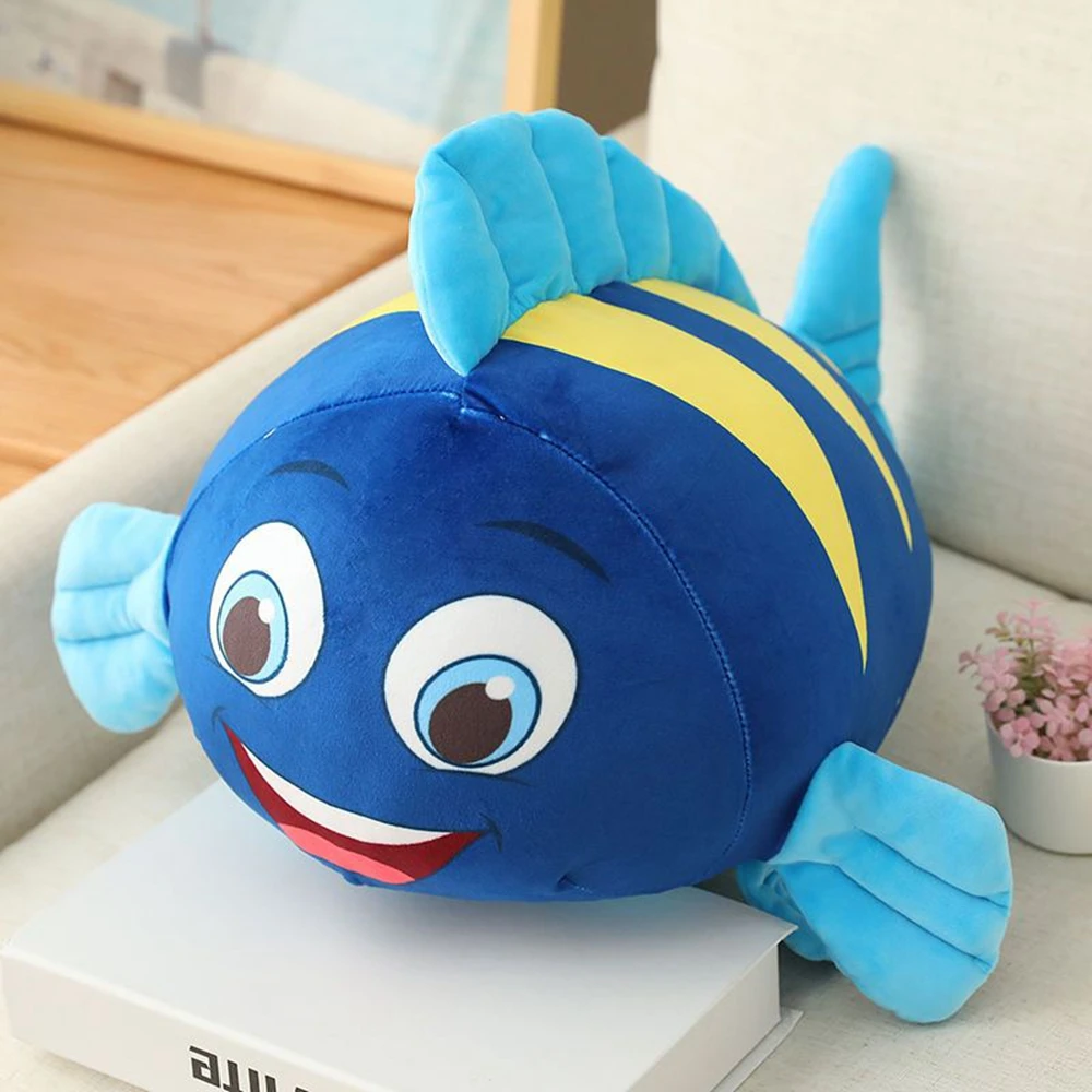 

35CM New Cute Clown Fish Plush Toy Throw Pillow Round Soft Cushion Sleeping Smiley Face Doll Children's Birthday Gift