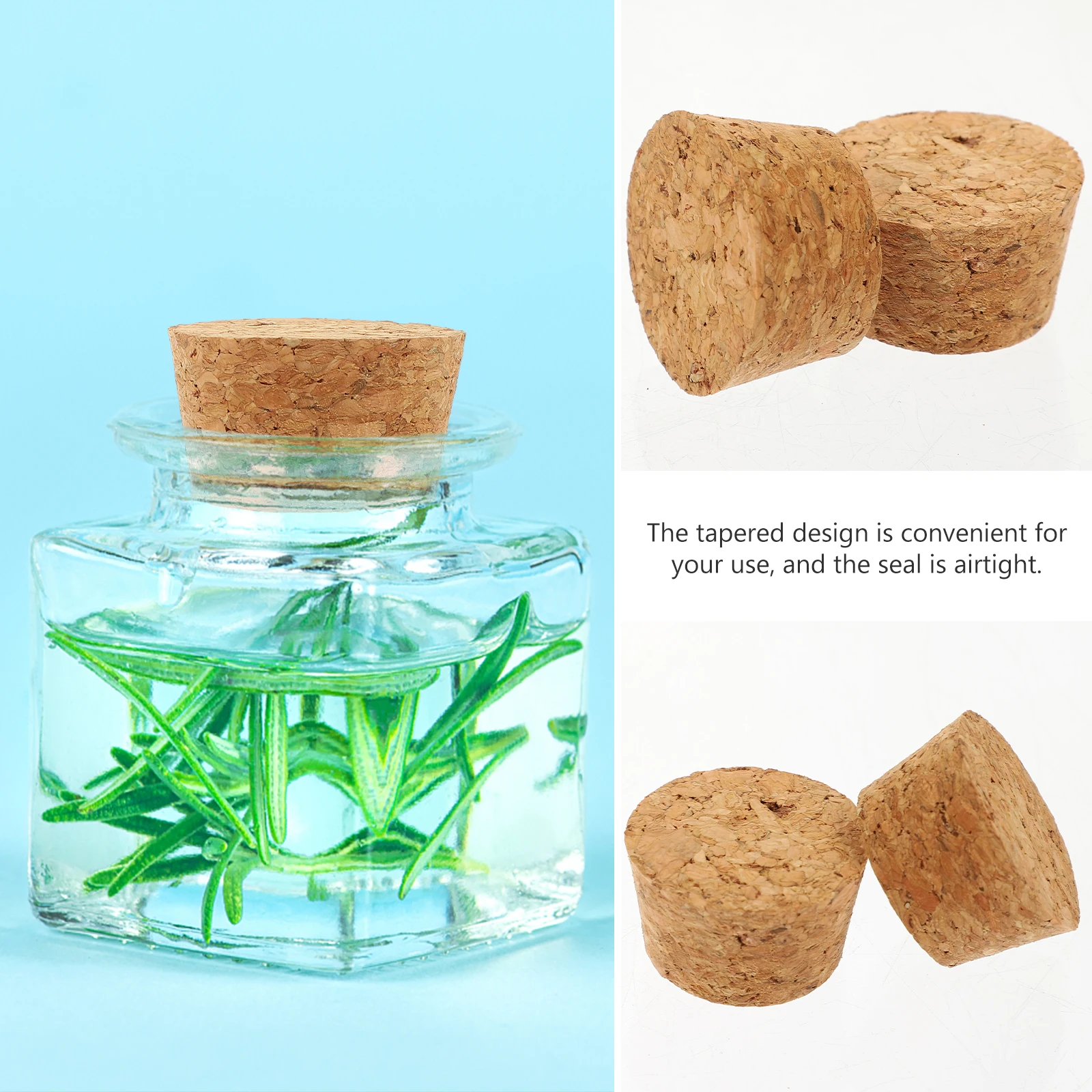 

20pcs Glass Bottle Corks 33x28x20mm Tapered Wooden Stoppers for Bottles Crafts Airtight Sealing Bottle Cover