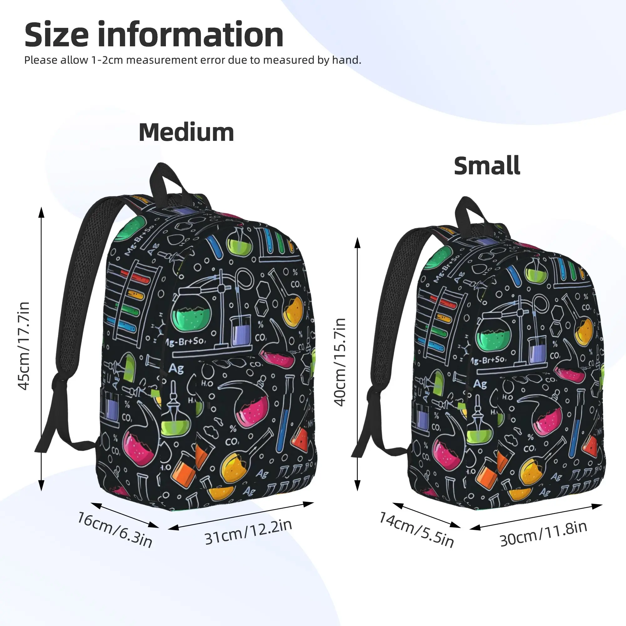 Chemistry Science Test Tubes Lab School Subject Backpack  Travel Backpacks Girl Aesthetic School Bags Custom Large Rucksack