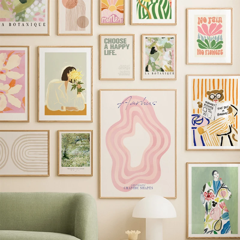Bär Abstrakte Linien Regenbogen Boho Kunst Poster Dekoratives Gemälde HD Leinwanddruck Heim Schlafzimmer Wohnzimmer Bild Wanddekoration