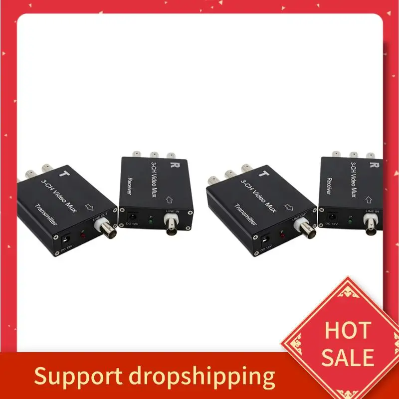 B44C 6X 3-Way Video Multiplexer, Analog Surveillance Signal One-To-Three Overlay, Multi-Channel Camera One-Line Communication