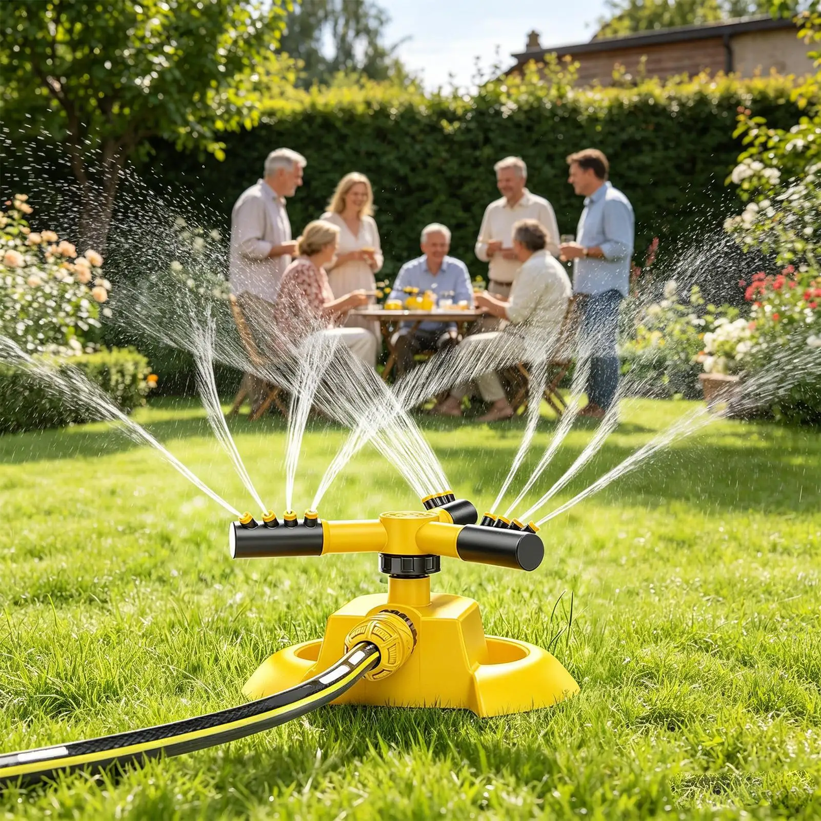 Sprinklers For Yard 360 Degree Rotating 3-arm Automatic Adjustable Sprayer Garden Hose Sprinkler For Irrigation Backyard Garden