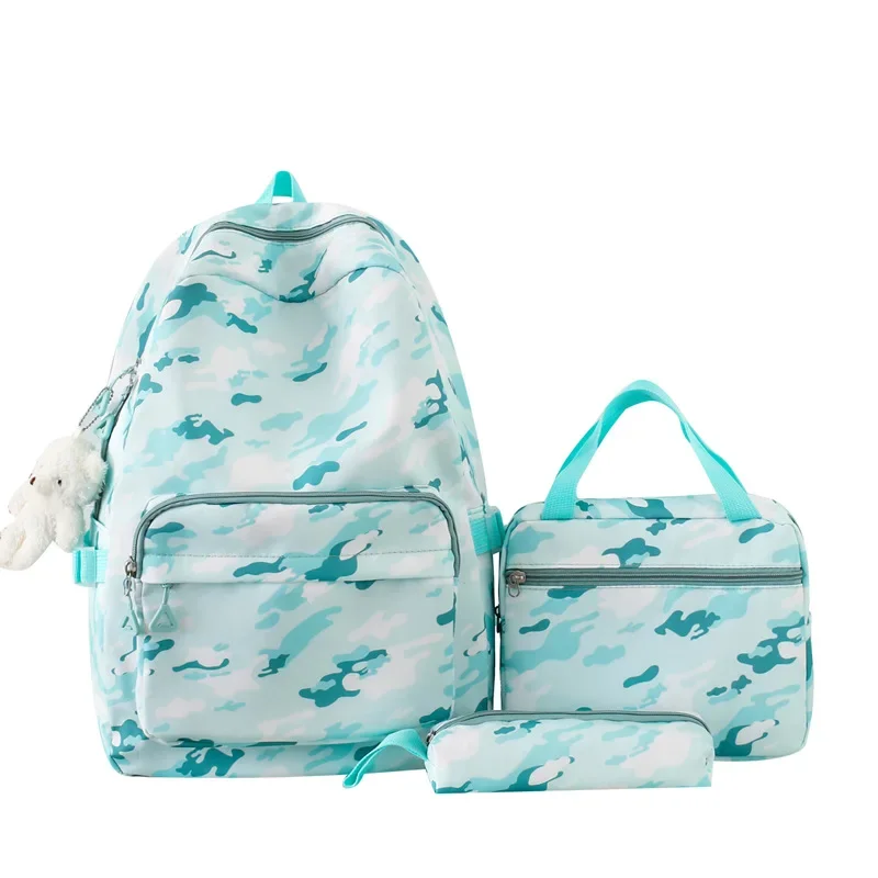Meninas leve grande capacidade mochila camuflagem cor sólida crianças estudante coreano saco de escola versátil mochila multicamadas